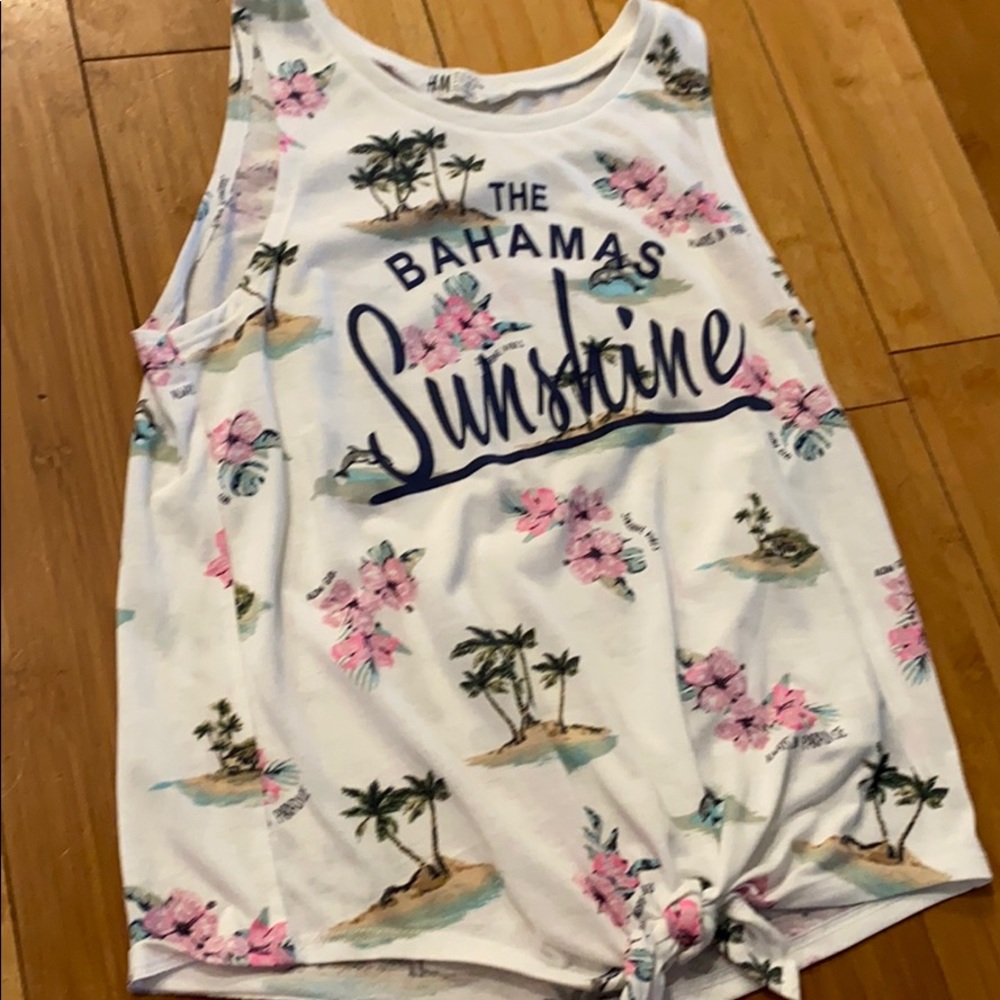 Tropical tank top with tie